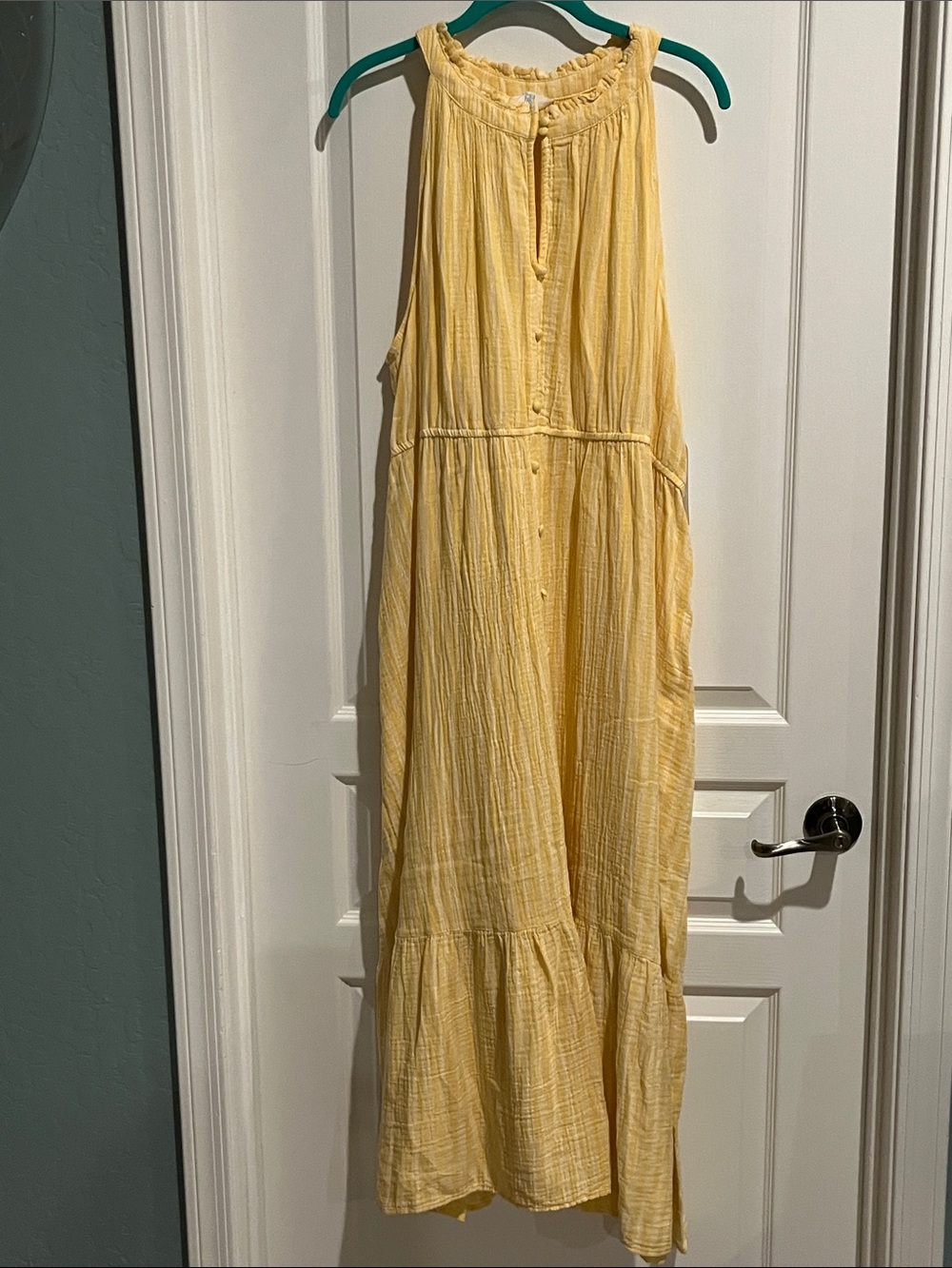 Time and Tru Yellow Sleeveless Midi Dress